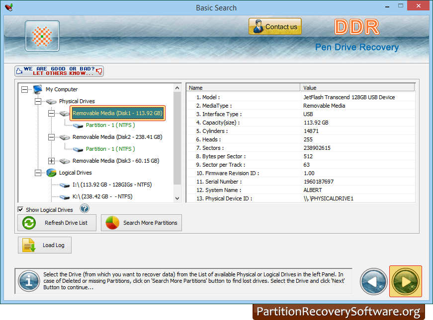 Select your removable media